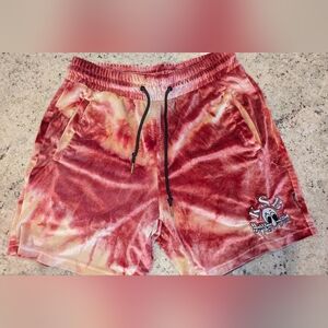 Native Language Velour Tie Dye Shorts KSB Creative Embroidered Lounge Streetwear
